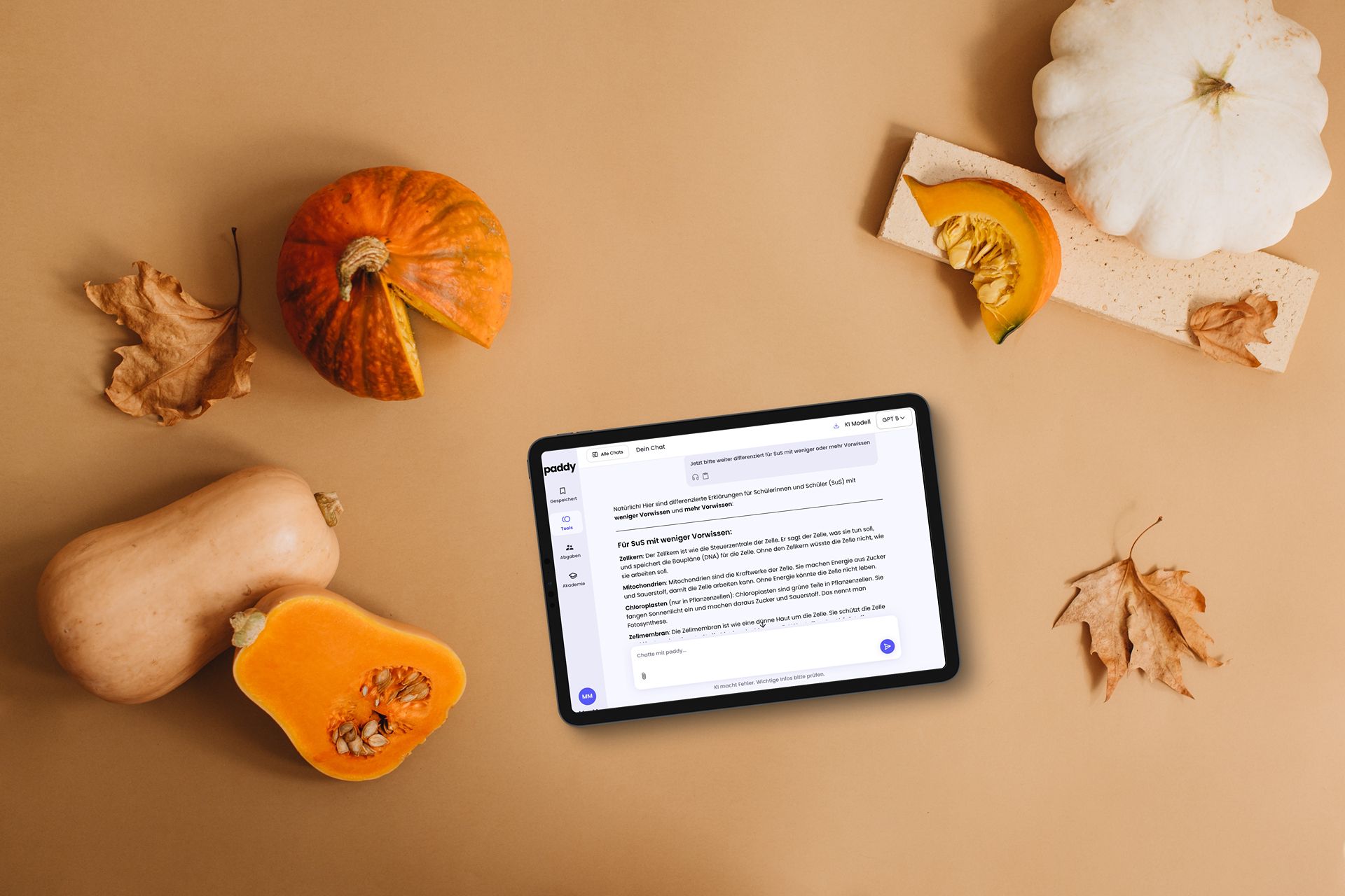 Unterrichtsbeispiel Biologie auf einem Tablet